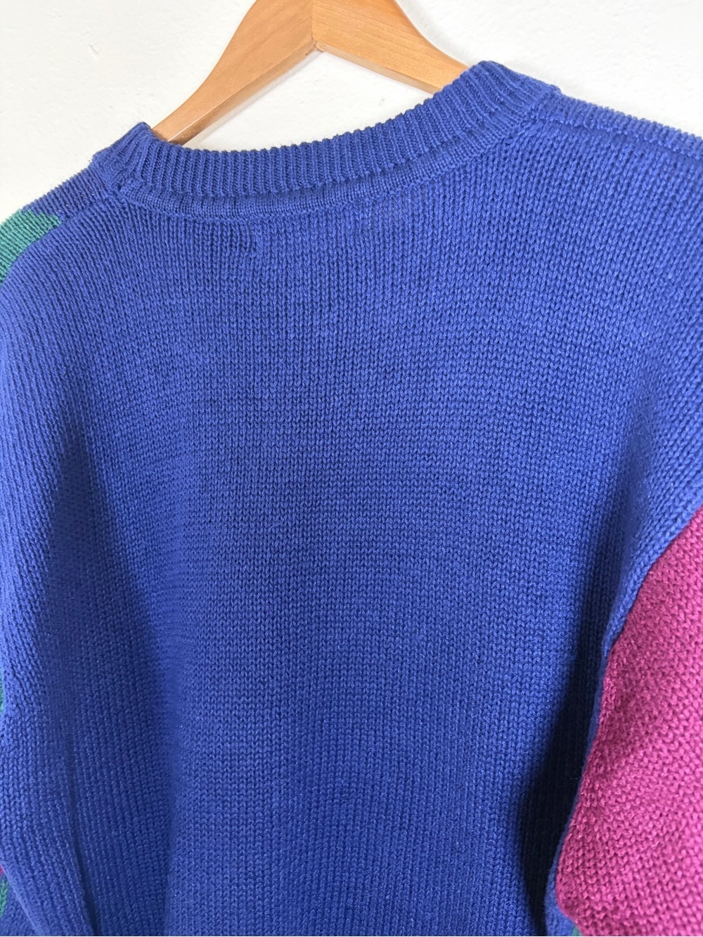 Vintage American Weekend Colorblock Argyle Sweater Size Large 90s Ramie Cotton - Picture 8 of 12